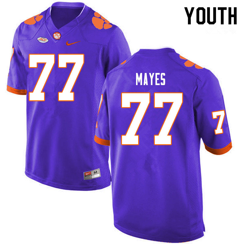 Youth #77 Mitchell Mayes Clemson Tigers College Football Jerseys Sale-Purple